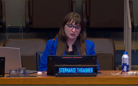 Stephanie speaking at the UN Youth and AI Summit